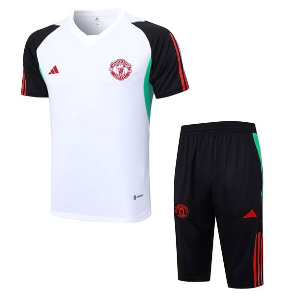 Camiseta Entrenamiento Manchester United Conjunto Completo 2023/2024 Blanco